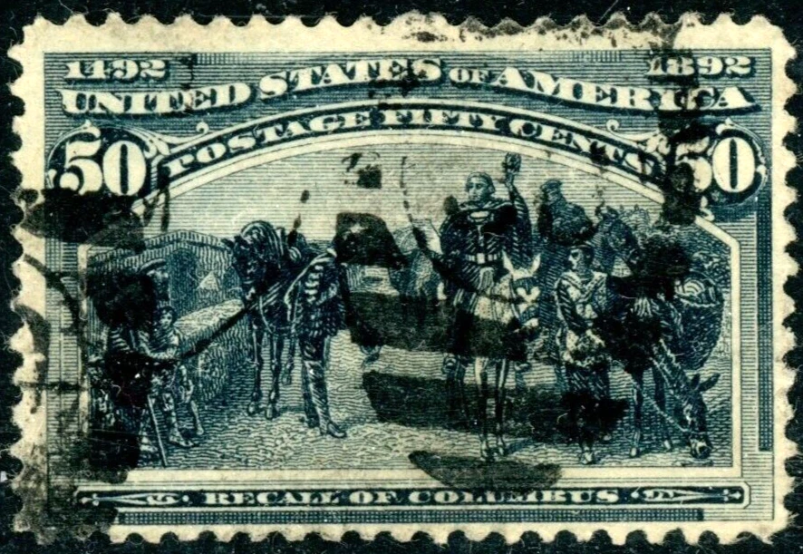 USA  240 50c COLUMBIAN  USED  HANDSTAMP CANCEL CAT $200 — 第 1/1 张图片