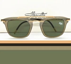 Only ONE Left - Silhouette Sunglasses Green Gold Rx-able 8690 6253 Two Bridge - Picture 1 of 9