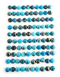 10 pcs Round Shaped 100% Genuine Persian Turquoise Cabochons 6mm - Picture 1 of 4