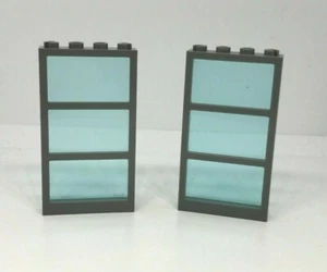 LEGO : 2x Fenêtre + Vitre 1 x 4 x 6 - Réf 57894c01 gris bleuté foncé - Set 7945 - Picture 1 of 1
