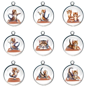 Dijes de cabujón de vidrio para yoga para gatos, dijes para hacer joyas - Imagen 1 de 20