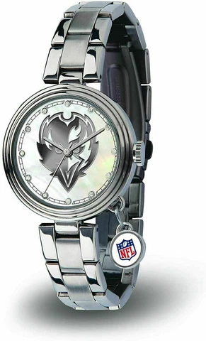 NEW BALTIMORE RAVENS WOMEN'S CHARM WATCH MOTHER OF PEARL LICENSED Cover