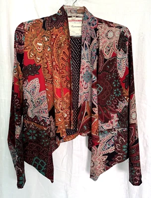 Blazer drapeado abierto Cartonnier Anthropologie Filipina, talla S, medallón cachemir Foto 1 de 4