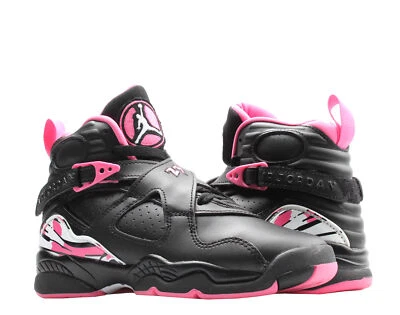 Nike Air Jordan 8 Retro (GS) Black/White-Pinksicle Big Girls Shoes 580528-006 - Image 1 of 4