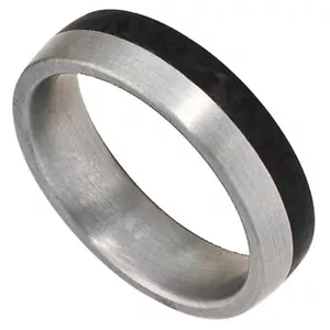 Partnerring Ring Edelstahl mit Carbon, Freundschaftsring, Unisex, Edelstahlring - Picture 1 of 2