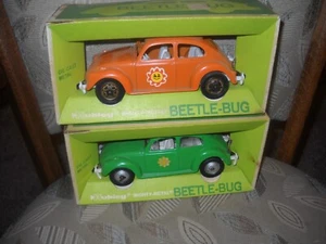 😎HUBLEY MIGHTY METAL & PLASTIC BEETLE-BUG*LOT of 2 #1481-ORANGE & GREEN 7" EA😎 - Picture 1 of 12