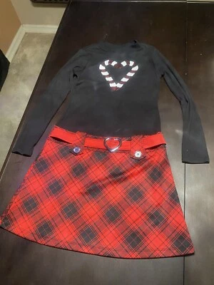 Pink Violet Christmas Women’s Girl's Size XL 14/16 Candy Cane Heart Black Red - Image 1 of 4