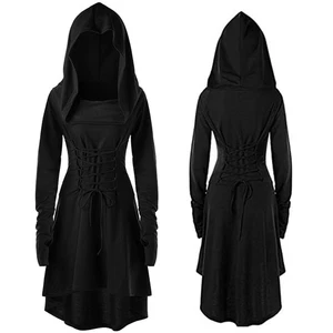 Halloween Damen Gothic Cosplay Mittelalter Hexe Vampir Umhang Cape Party Kleid - Bild 1 von 13