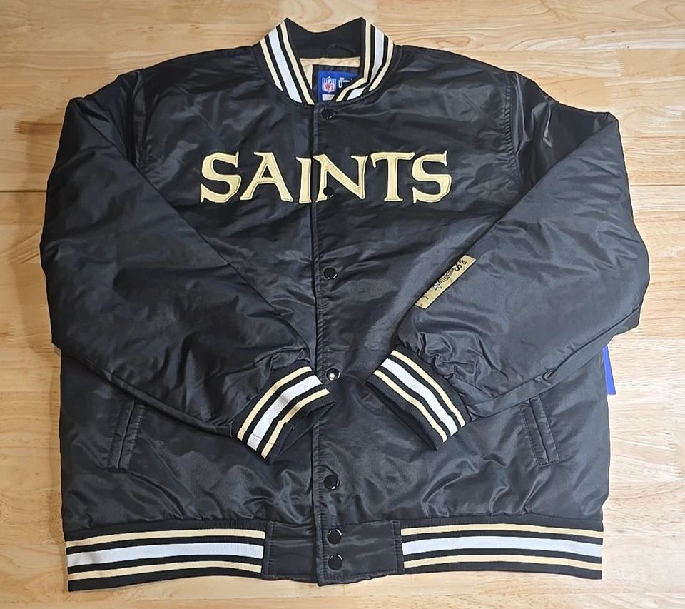 NFL New Orleans Saints Ultra Juego Chaqueta de Bombardero a Presión Completa Negra Para Hombres Pequeña Foto 1 de 4