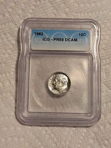 1962 10C Roosevelt Silver Dime Ten Cent PR69 Dcam !!!!! - Bild 1 von 2