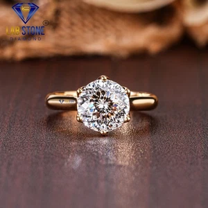 Unikat Ring Laborstein 3,00 TCW Portugiesischer Schliff Diamant Gelbgold - Bild 1 von 5