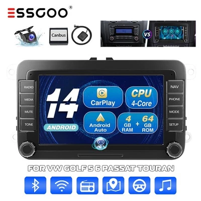 4+64G Android 14 Radio Coche para VW Golf 5 6 Polo Touran Tiguan Passat GPS NAVI - Imagen 1 de 4