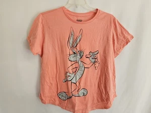 Looney Tunes Shirt Womens Bugs Bunny Graphic T Shirt Coral Pink Size 1X - Picture 1 of 7
