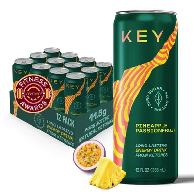 Bebida energética de cetonas KEY sin azúcar 80 mg baja en cafeína totalmente natural 11,5 g cetona... Foto 1 de 4