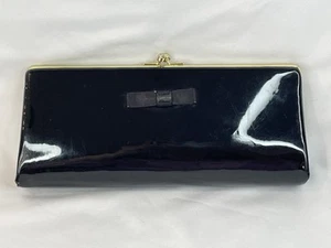 Vintage "HL U.S.A." Geldbörse schwarz Lackleder Clutch - Bild 1 von 16