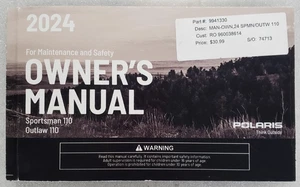 9941330 POLARIS 2024 OUTLAW 110,SPORTSMAN 110 OWNERS MANUAL OEM NOS - Picture 1 of 5