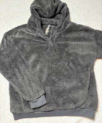 Lukka Lux Hoodie Sherpa Fleece Sz M Black Pullover Hooded Sweatshirt Plush Cozy - Image 1 of 4