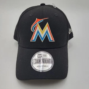 Miami Marlins 9FORTY New Era Black Adjustable Hook Loop Hat - Picture 1 of 8