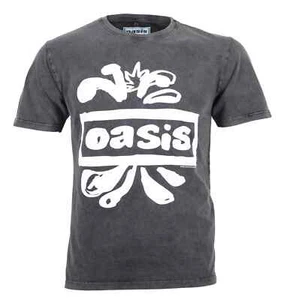 Official Oasis T-Shirt Logo Splat Grey Premium Stonewash Tee New S M  L  XL XXL - Picture 1 of 5