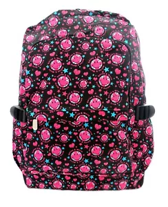 Rosa Smiley Happy Faces UK Canvas Rucksack Backpack Schule College Reisetasche - Bild 1 von 4