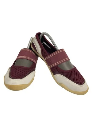 Zapatos sin cordones Lands End para mujer talla 8 borgoña blanco malla Mary Jane Foto 1 de 4