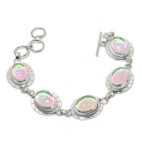 VALENTINO Bracciale gioiello tripletta opale pietra preziosa fatto a mano argento sterling 925 misura 7 8"