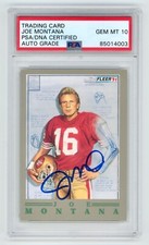 JOE MONTANA 49ers Signed 1991 Fleer PRO-VISION Football Card #1 + PSA Auto 10