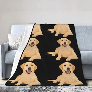 50x60" Labrador Dog Theme Throw Blanket Flannel Gift for Pet Lovers Couch Use - Picture 1 of 8