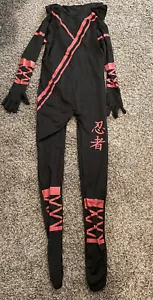 Rubies Mens Ninja Costume Full Body Stretch Jumpsuit With Attached Hood Large - Picture 1 of 9