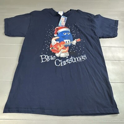 NWT VTG 90s M&M’s Christmas Vintage T-Shirt Navy Blue Holiday Candy Promo Size L - Image 1 of 4