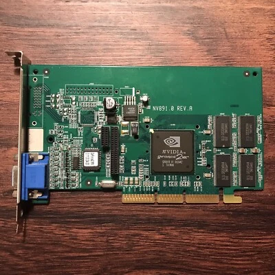 NV891.0, P38C01V NVIDIA 32MB GeForce 2 MX AGP Vintage Video Card VGA Output - Image 1 of 4