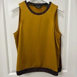 NWOT Scotch & Soda M Maison Scotch Gold/Yellow Contrast Hem Unique Round Neck - Picture 1 of 12