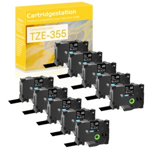 10PK Compatible para Brother TZe TZ355 PT-E500 P750W 1" Cinta Etiqueta Blanca sobre Negra - Imagen 1 de 9