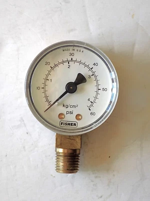 Fisher 337852 2" Pressure Gauge 0-60 PSI, 4.2 kg/cm² ¼" NPT - Image 1 of 3