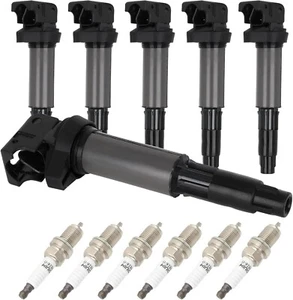 6 Pack Ignition Coils + Spark Plugs For BMW 328i 335i 435i 525i 528i X5 X6 UF667 - Picture 1 of 9