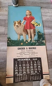 Groeber & Braunle 1948 Hogar Aislamiento Daisy Days Erbit Niña Perro Anuncio Calendario De Colección - Imagen 1 de 15