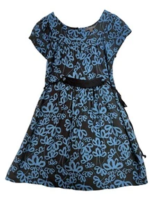 Twenty One Fit & Flare Dress Womens Size M Blue Floral Short Sleeves Boho Casual - Picture 1 of 12