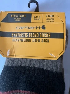 2 Pair Carhartt Heavyweight Synthetic Blend Crew Socks Size Large - Picture 1 of 4