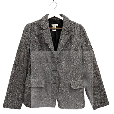 Blazer chaqueta de tweed Isaac Mizrahi para mujer negro blanco talla mediana Foto 1 de 4