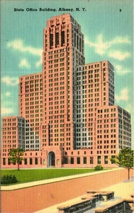 Cartolina di lino New York State Office Building Albany NY New York UNP - Foto 1 di 2