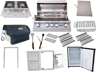 Lion Grill Package 32" Grill, Side Burner, Mini Fridge + Storage Door/Drawers! - Image 1 of 4