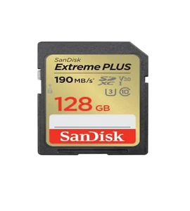 SANDISK CARDS EXTREME PLUS SDHC KARTA PAMIĘCI 190MB/S 90MB, SDSDXWA-128G-GNCIN - Zdjęcie 1 z 1