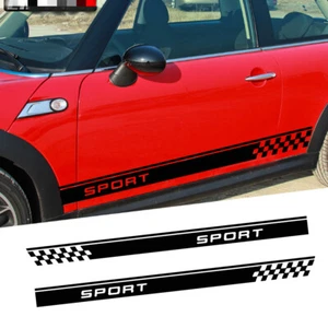 Car Side Skirt Door Waistline Racing Sport Vinyl Sticker Decal Stripes Black DIY - Imagen 1 de 12