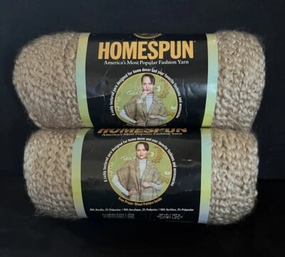 (2) Lion Brand HOMESPUN Yarn ROCOCO #311 Beige, 6 oz. - Image 1 of 4