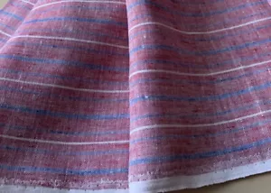 100% Linen PREMIER Finish, Yarn Dyed, 60" Wide, 3 Feet Long, Red White Blue - Picture 1 of 4