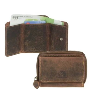 Greenburry Minibolso Cuero Marrón Vintage Cremallera Monedero Monedero - Imagen 1 de 10