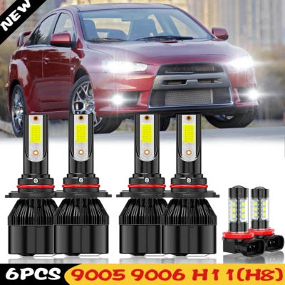 For Mitsubishi Lancer 2008-2017 Combo 6x Upgrade LED Headlight +Fog Light Bulbs - Image 1 of 4