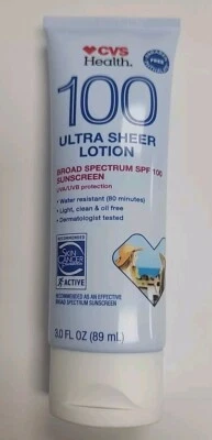 CVS Health 100 Ultra Sheer Lotion UVA/UVB Protection 3 onz.