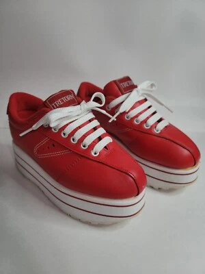 Zapatillas de plataforma XTL Tretorn rojas de 2" para mujer talla 7. Hecho en 1998, limpio Foto 1 de 4