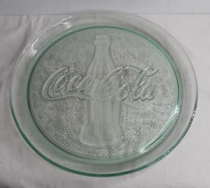 Coca Cola Coke Flasche 13" Servierplatte rund - Indiana Glas - klar grün - Bild 1 von 2